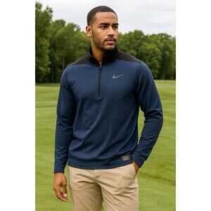 Nike Golf Dri-Fit 1/4 Zip Pullover Blue Black Men’s Large Athletic Fit